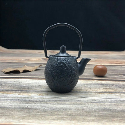 Japanese Cast Iron Orchid Mini Teapot