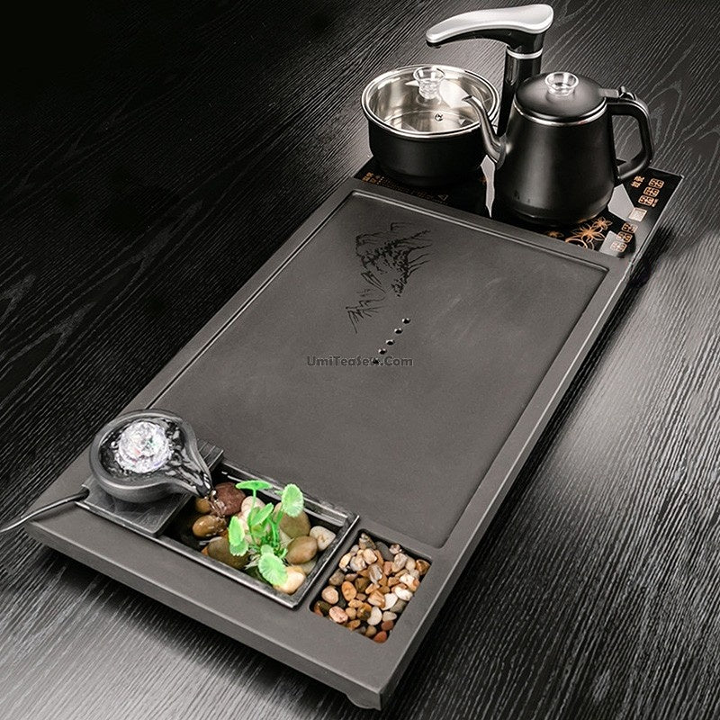 Black Stone Tea Tray With Induction Cooker
