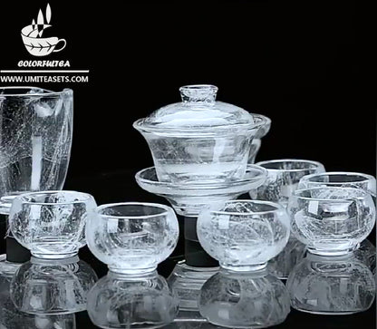 Crystal Snowflake Flower Glass Tea Set