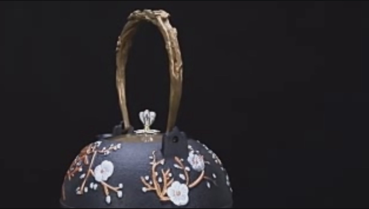 Japanese Cast Iron Magpie Plum Teapot