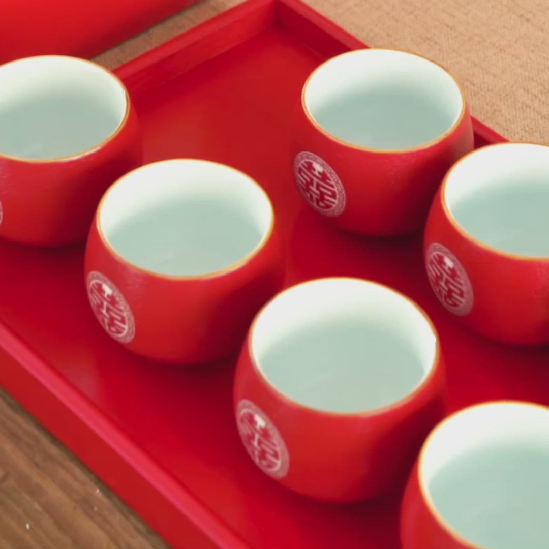 Double Happiness Six Tea Cups Set