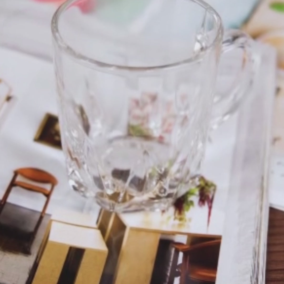 Diamonds Glass Tea Cup With Handle