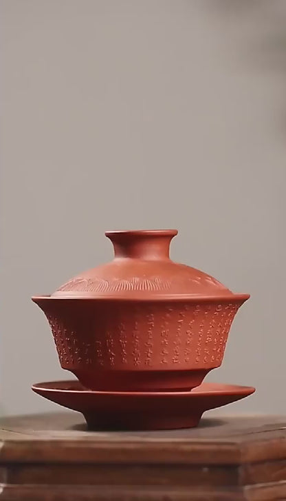 Yixing Purple Clay Heart Sutra Gaiwan