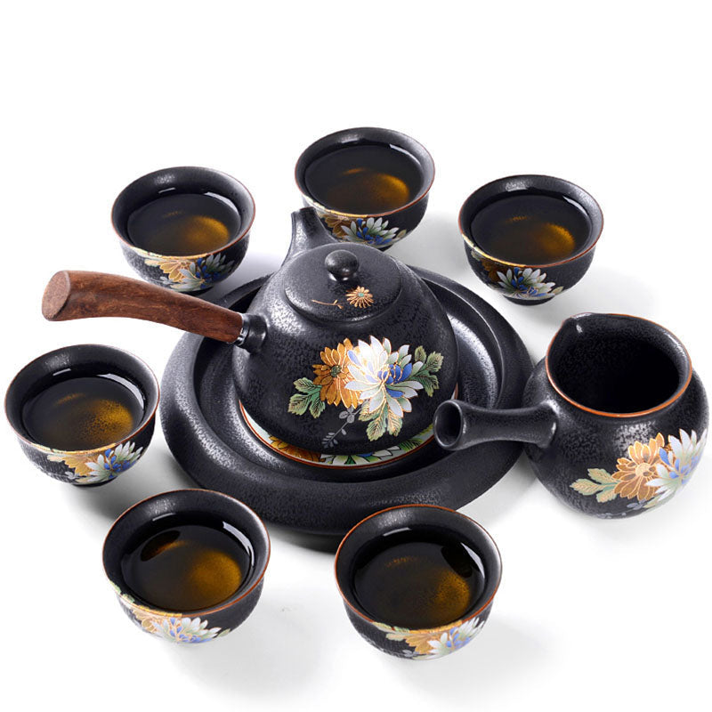 Iron Style Chinese Flowers Tea Set