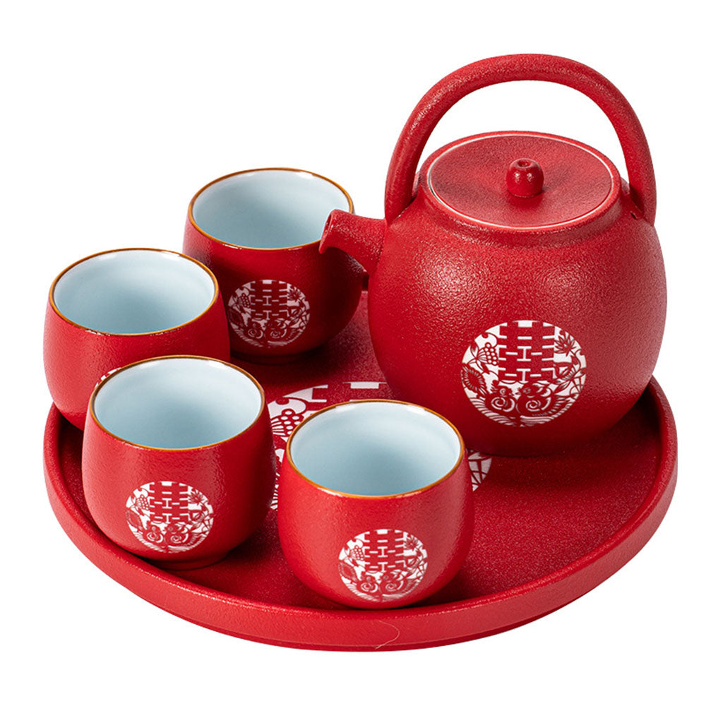 Double Happiness Red Wedding Tea Set