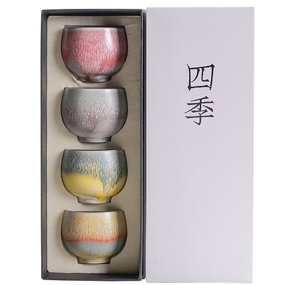 Kiln Alteration Four Color Kung Fu Tea Cup (Set of 4)
