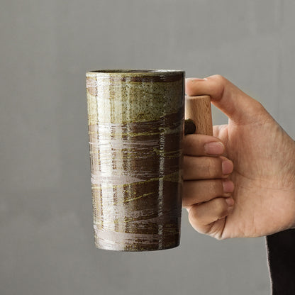 Vintage Japanese Mug with Wooden Handle