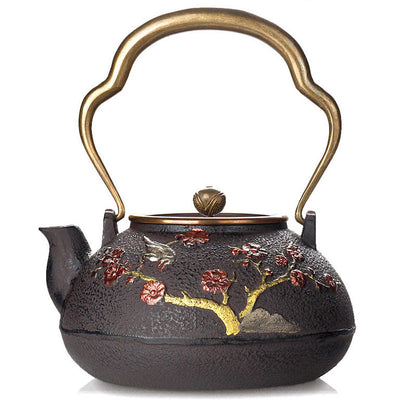 Japanese Magpie Plum Cast Iron Teapot
