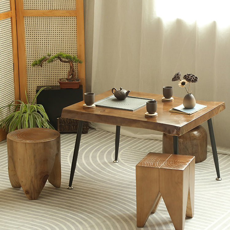 Mediterranean Minimalist Raw Wood Tea Table Set