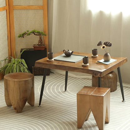 Mediterranean Minimalist Raw Wood Tea Table Set