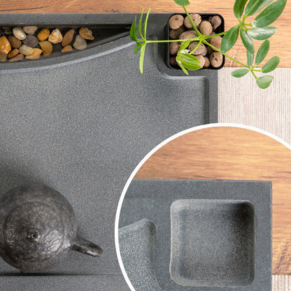 Zen Mist And Waterflow Black Stone Tea Tray