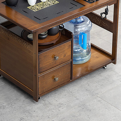 Movable Multi-functional Bamboo Tea Table