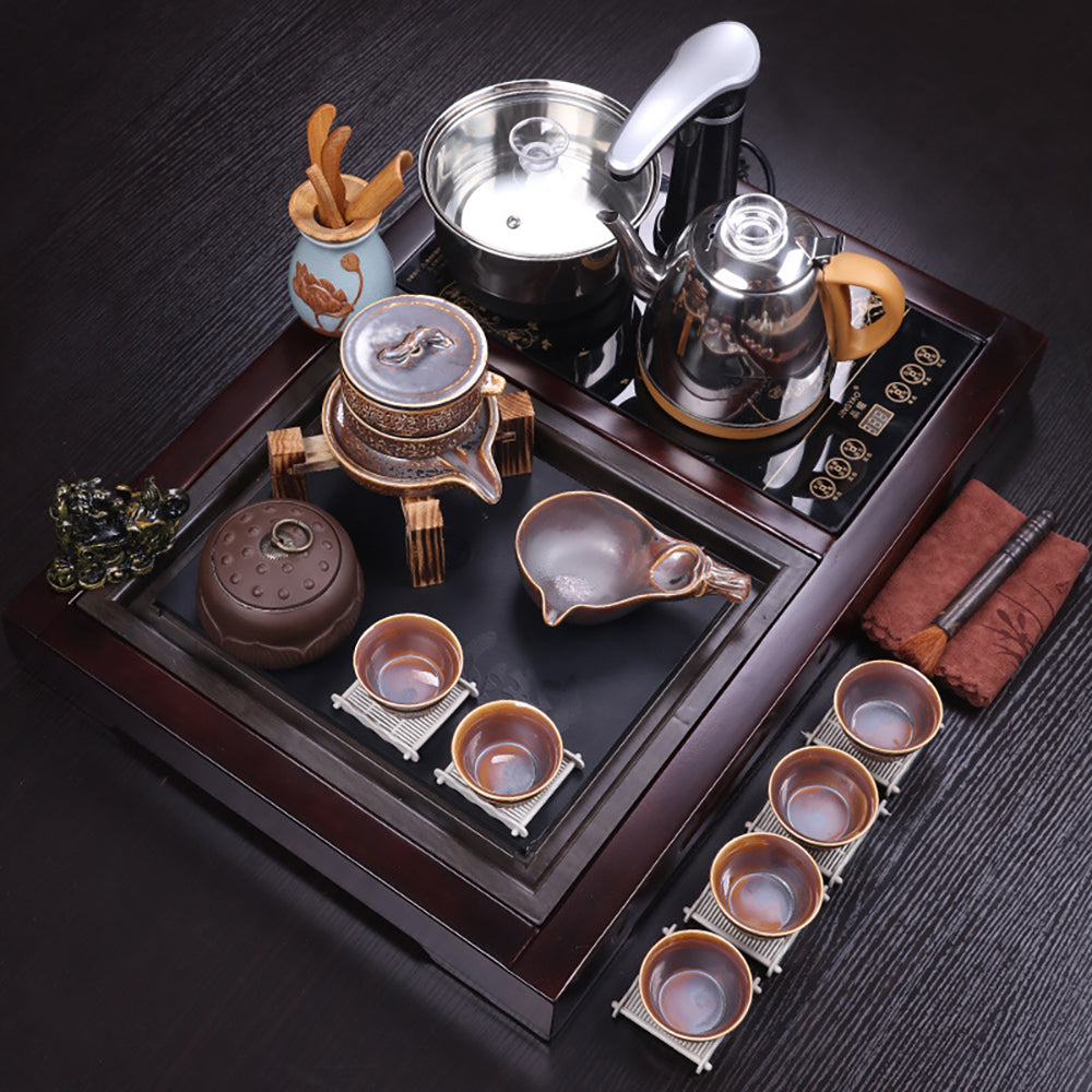 Gourd Automatic Tea Set With Square Tea Tray