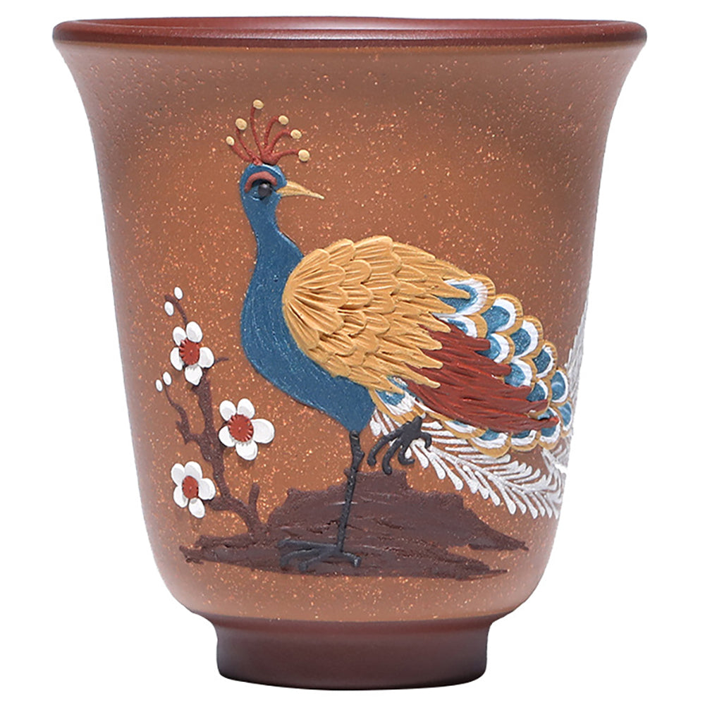 Purple Clay Painted Peacock Gongfu Tea Cup