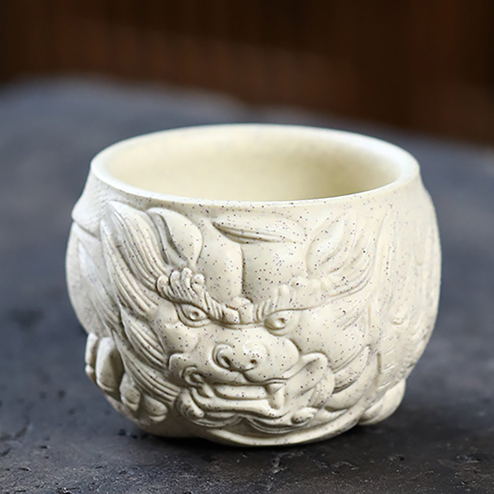 Five Color Purple Clay Dragon Head Kung Fu Tea Cup (Set of 5)