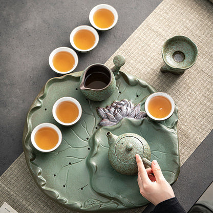 Japanese Tea Set With Leaf Tray