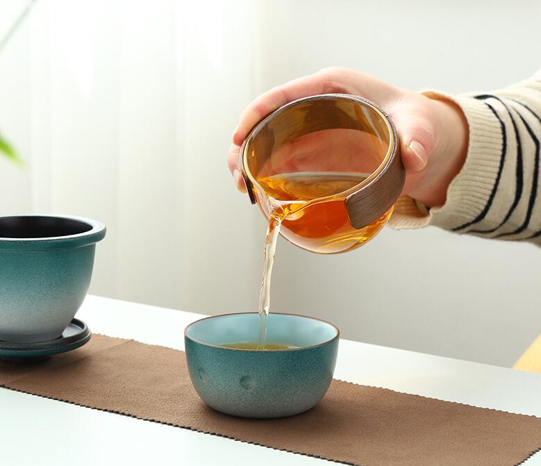 Glass And Ceramic Penguin Travel Tea Set