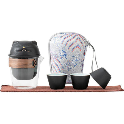 Maneki Neko Fortune Cat Travel Tea Set