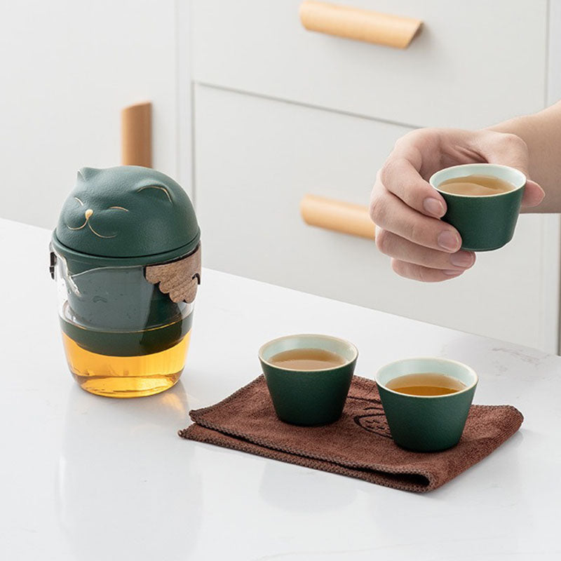 Maneki Neko Fortune Cat Travel Tea Set
