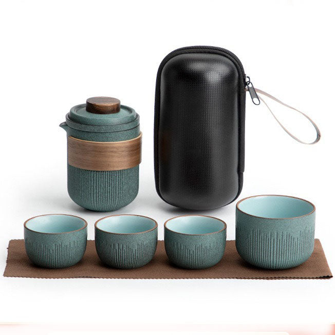 Bluestone Glazed Travel Tea Set