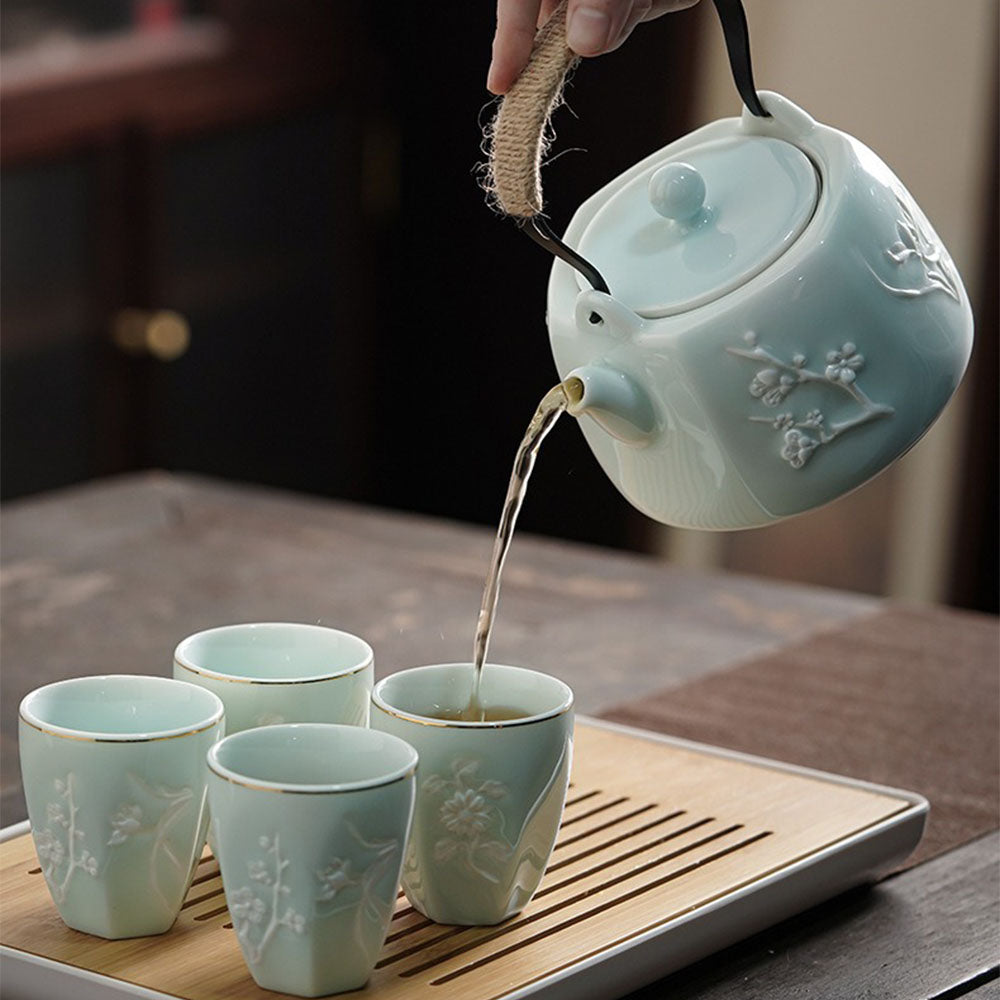Plum Orchid Bamboo Chrysanthemum Mikawachi-yaki Tea Set – Umi Tea Sets
