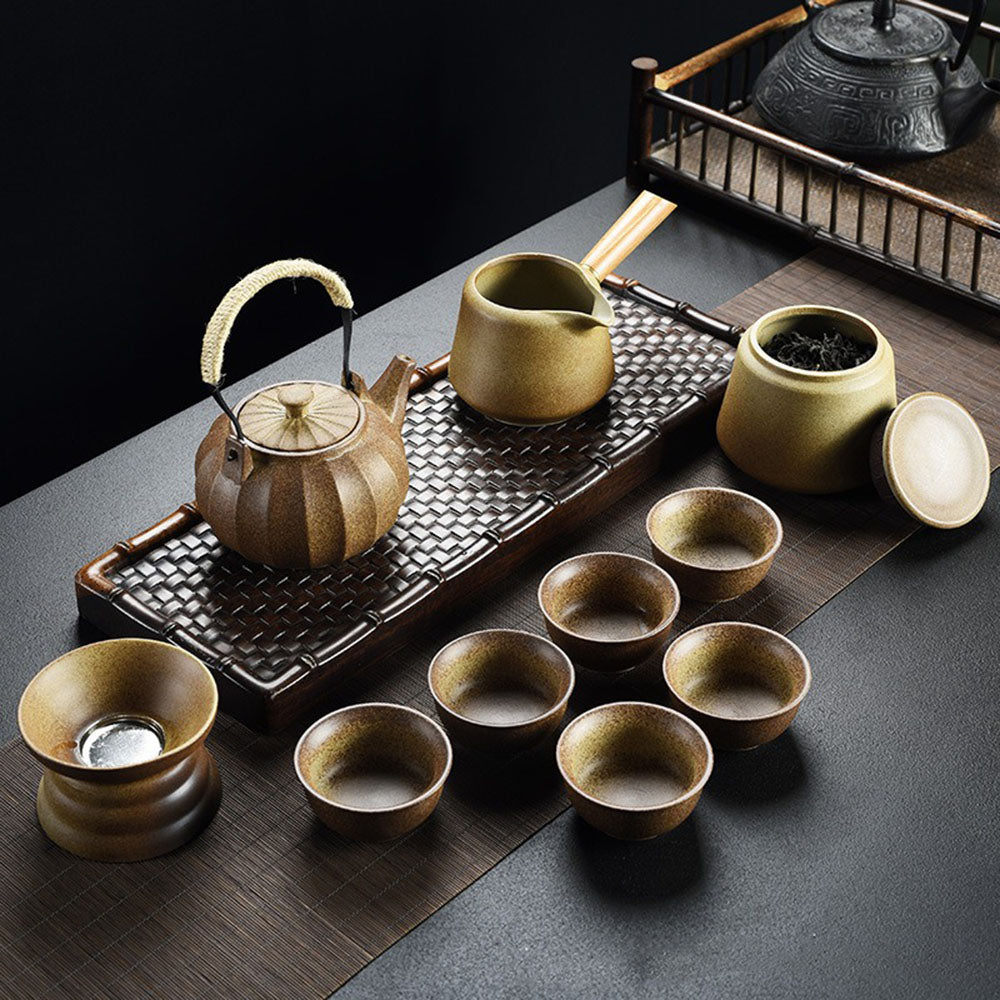 Japanese Vintage Coarse Pottery Tea Set