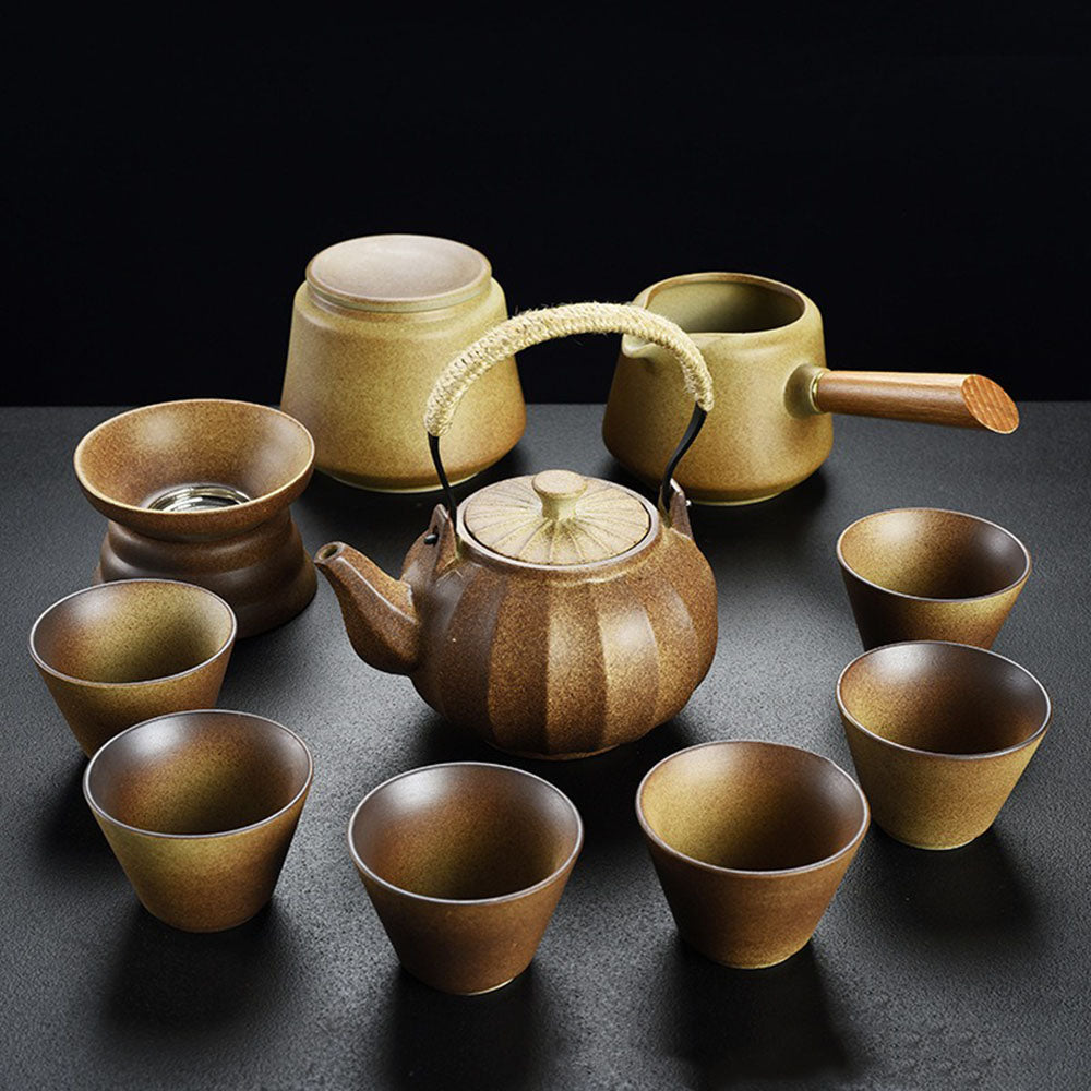 Japanese Vintage Coarse Pottery Tea Set