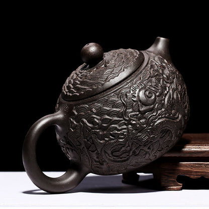 Yixing Black Clay Dragon Teapot