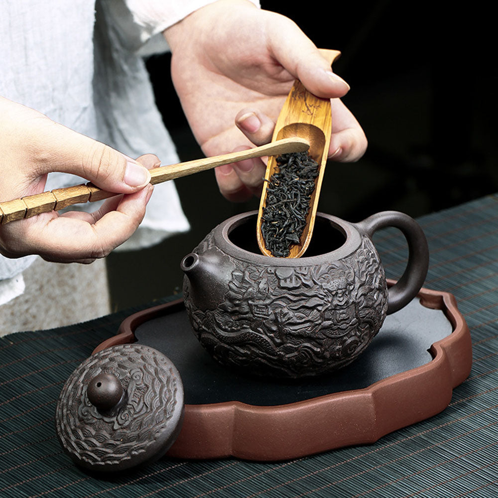 Yixing Black Clay Dragon Teapot