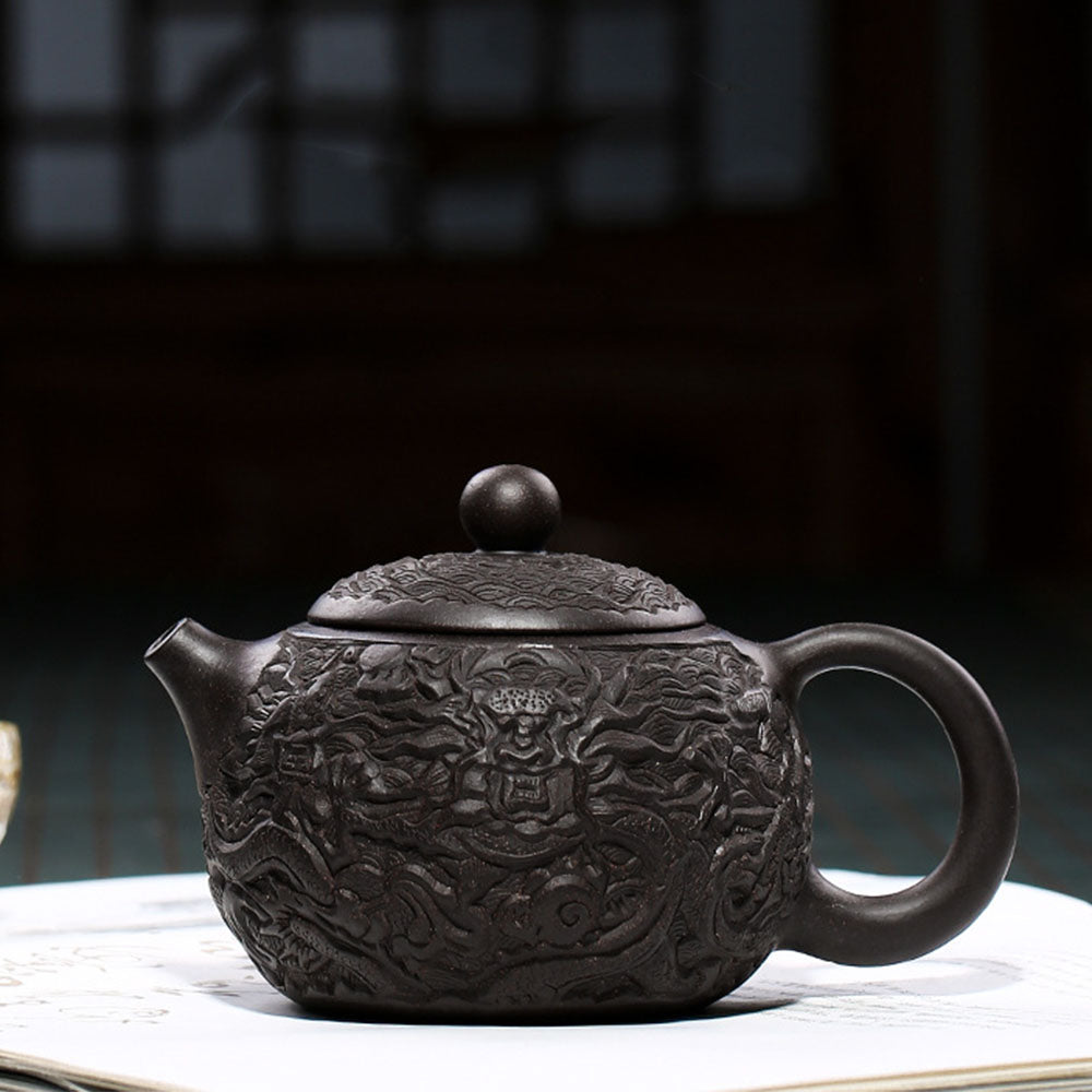 Yixing Black Clay Dragon Teapot