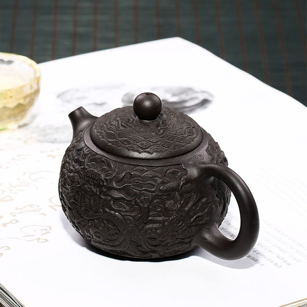 Wuhui Heini Black Dragon Egg Yixing Teapot - Long Dan Zisha Tea Pot 220ml