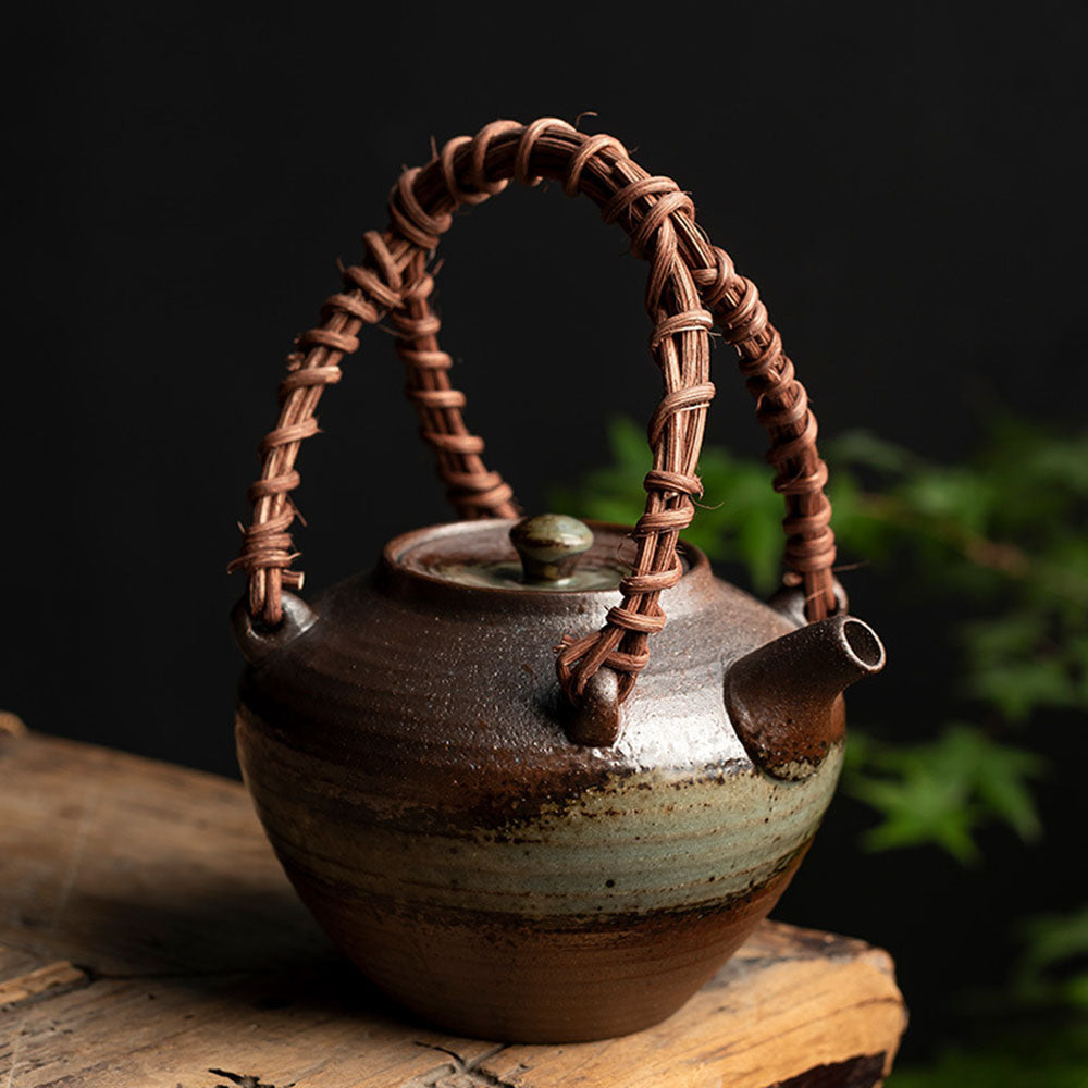 Japanese Chai Kiln Bamboo Handle Teapot