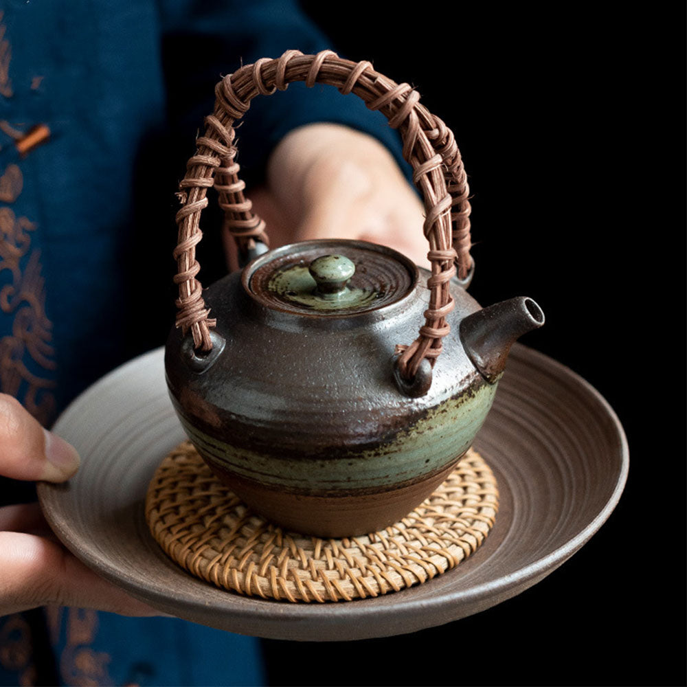 Japanese Chai Kiln Bamboo Handle Teapot