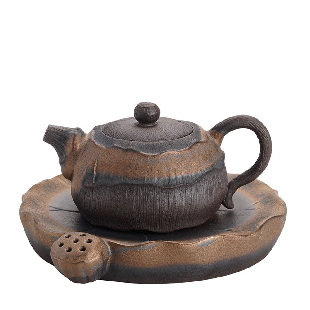 Japanese Iron Glazed Lotus Teapot