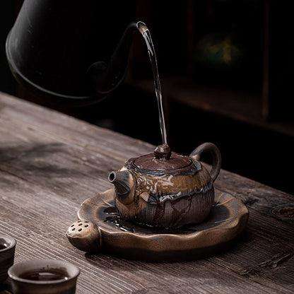 Japanese Iron Glazed Lotus Teapot