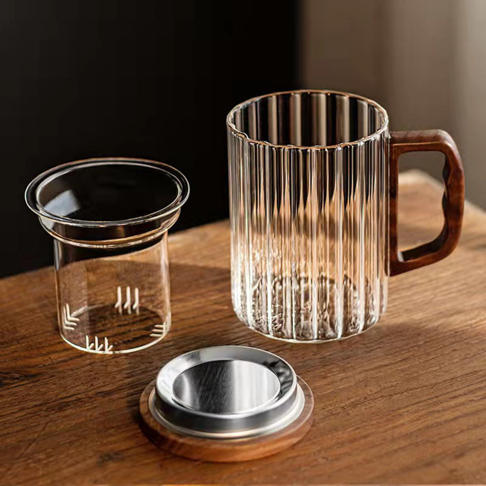 Stripes Glass Tea Cup With Infuser