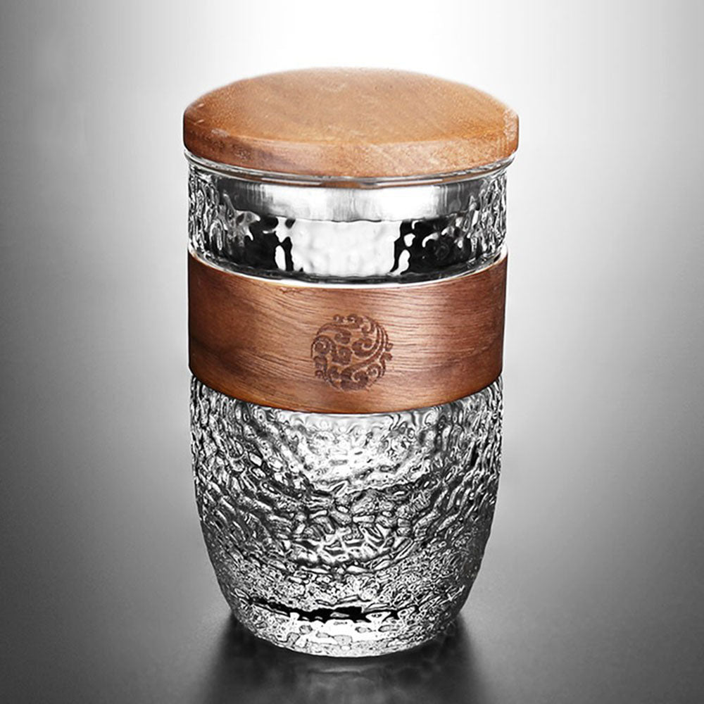 Japanese Glass Tea Cup With Wooden Lid