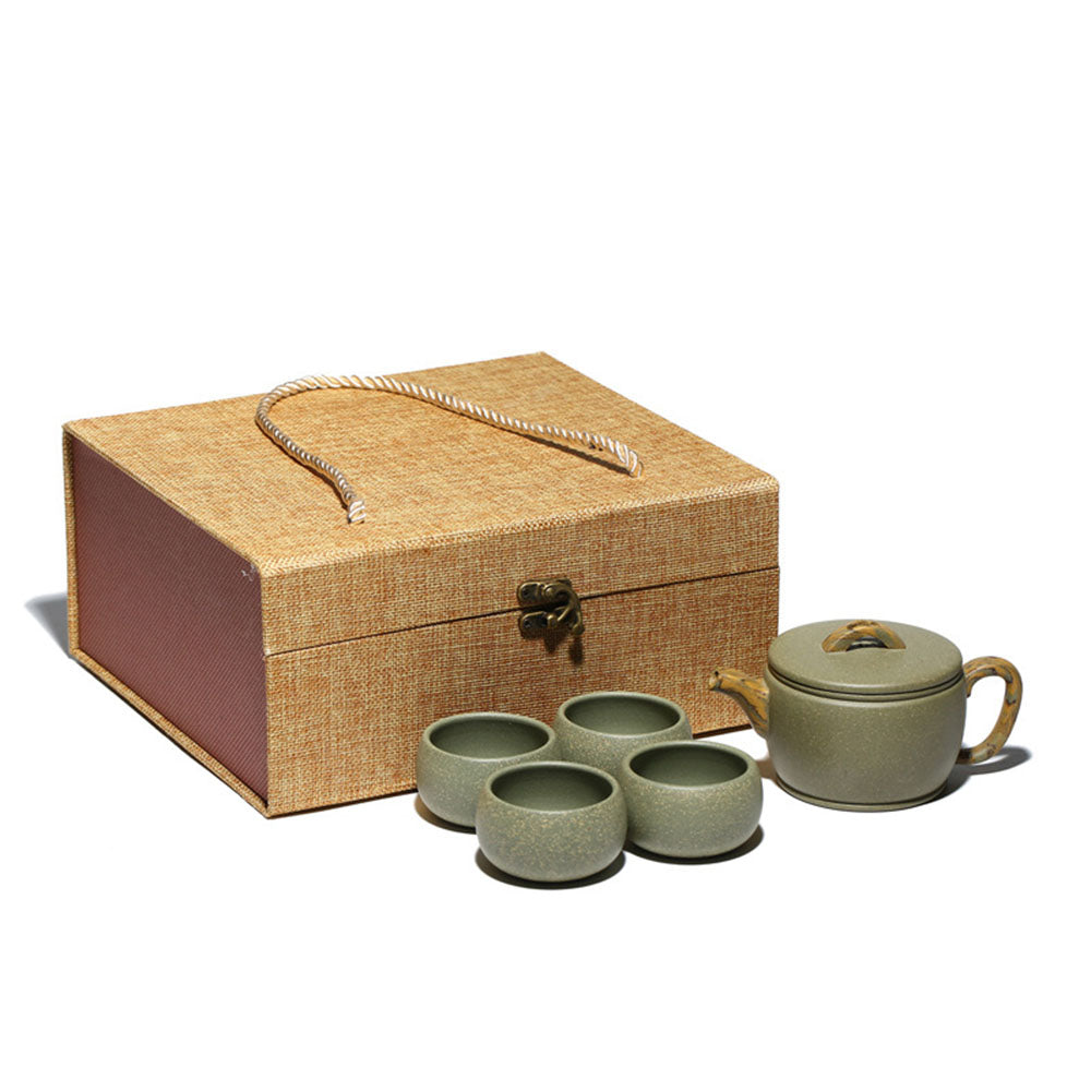 Handmade Yixing Green Clay Tea Set