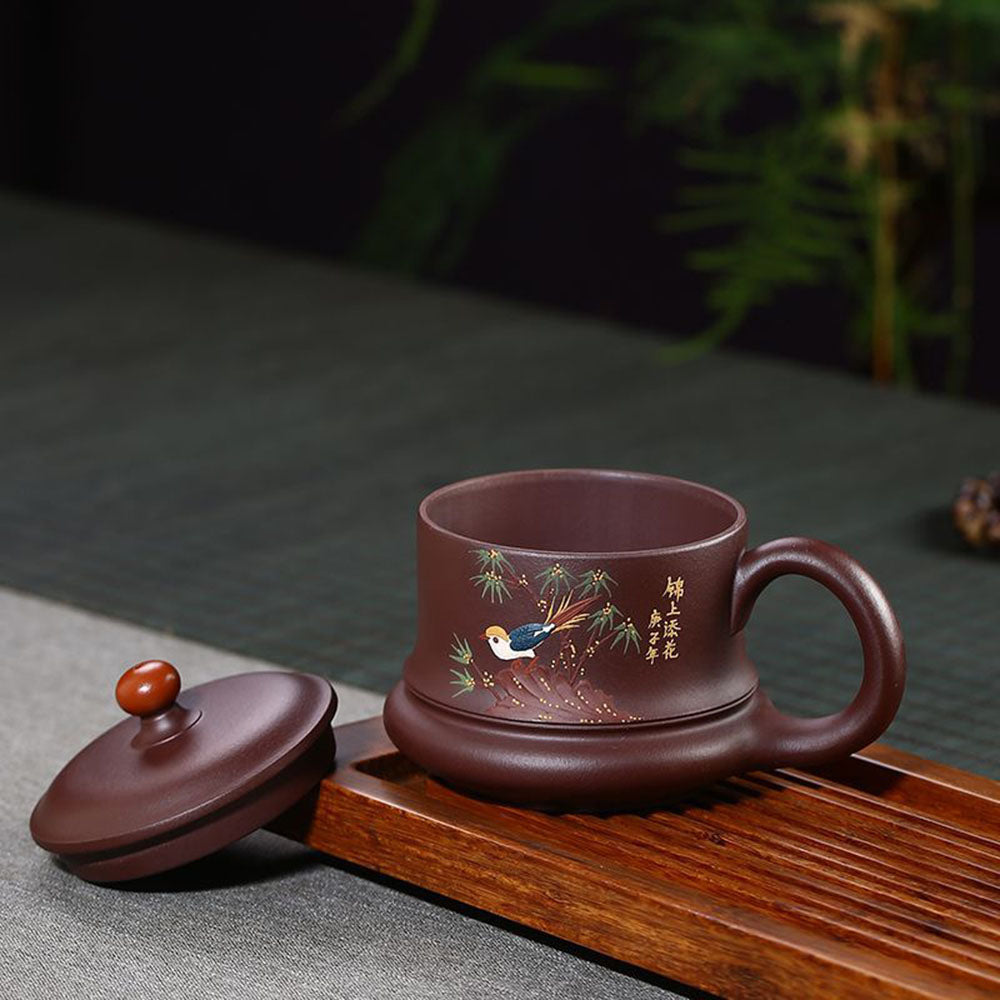 Yixing Purple Clay Bird Tea Cup
