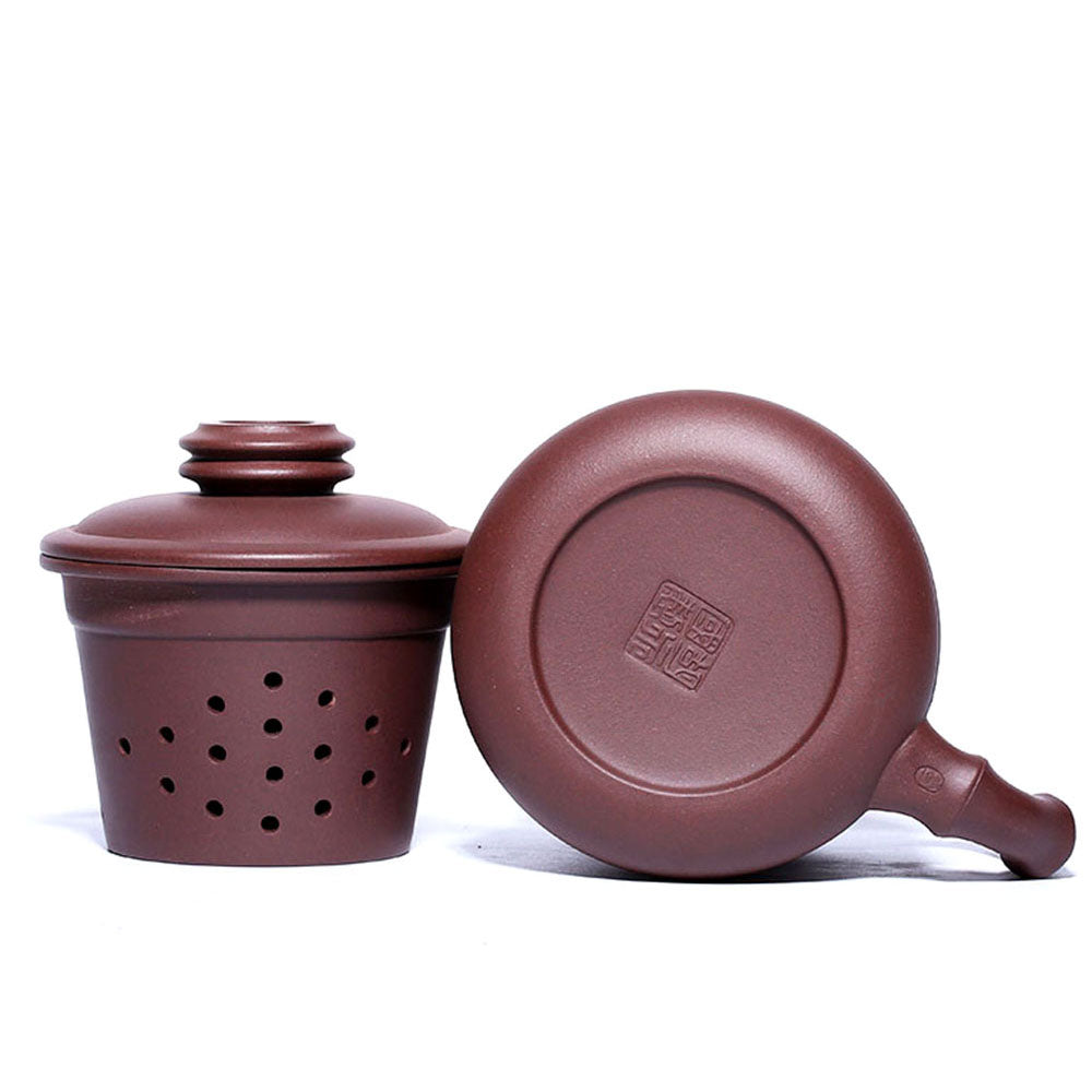 Purple Clay Bamboo Tea Cup With Infuser