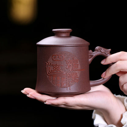 Yixing Purple Clay Dragon Handle Tea Cup