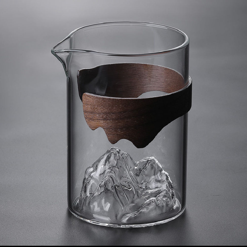 Mountain Glass Fair Cup With Bamboo Handle