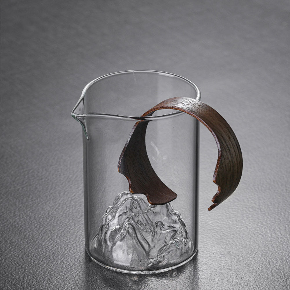 Mountain Glass Fair Cup With Bamboo Handle