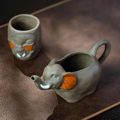 Yixing Clay Elephant Fair Cup With Tea Cup