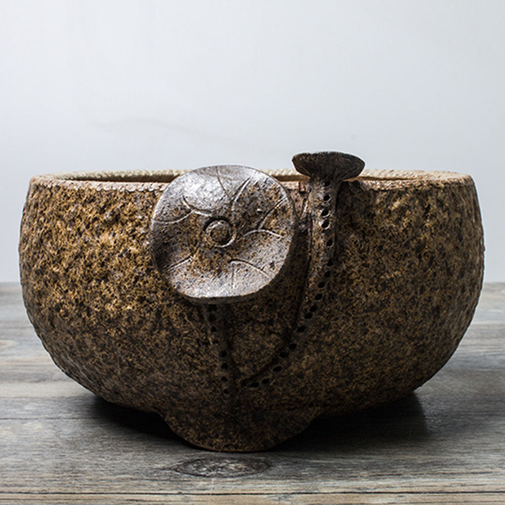 Handmade Coarse Pottery Lotus Tea Washer