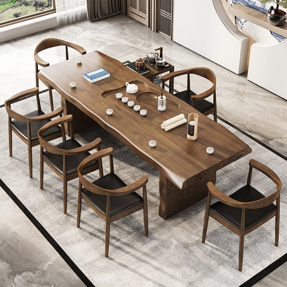 Chinese Gongfu Tea Table With Leather Chairs
