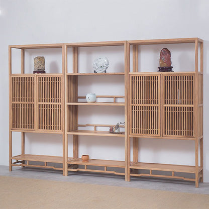 Log Wood Curio Display Cabinet Shelves