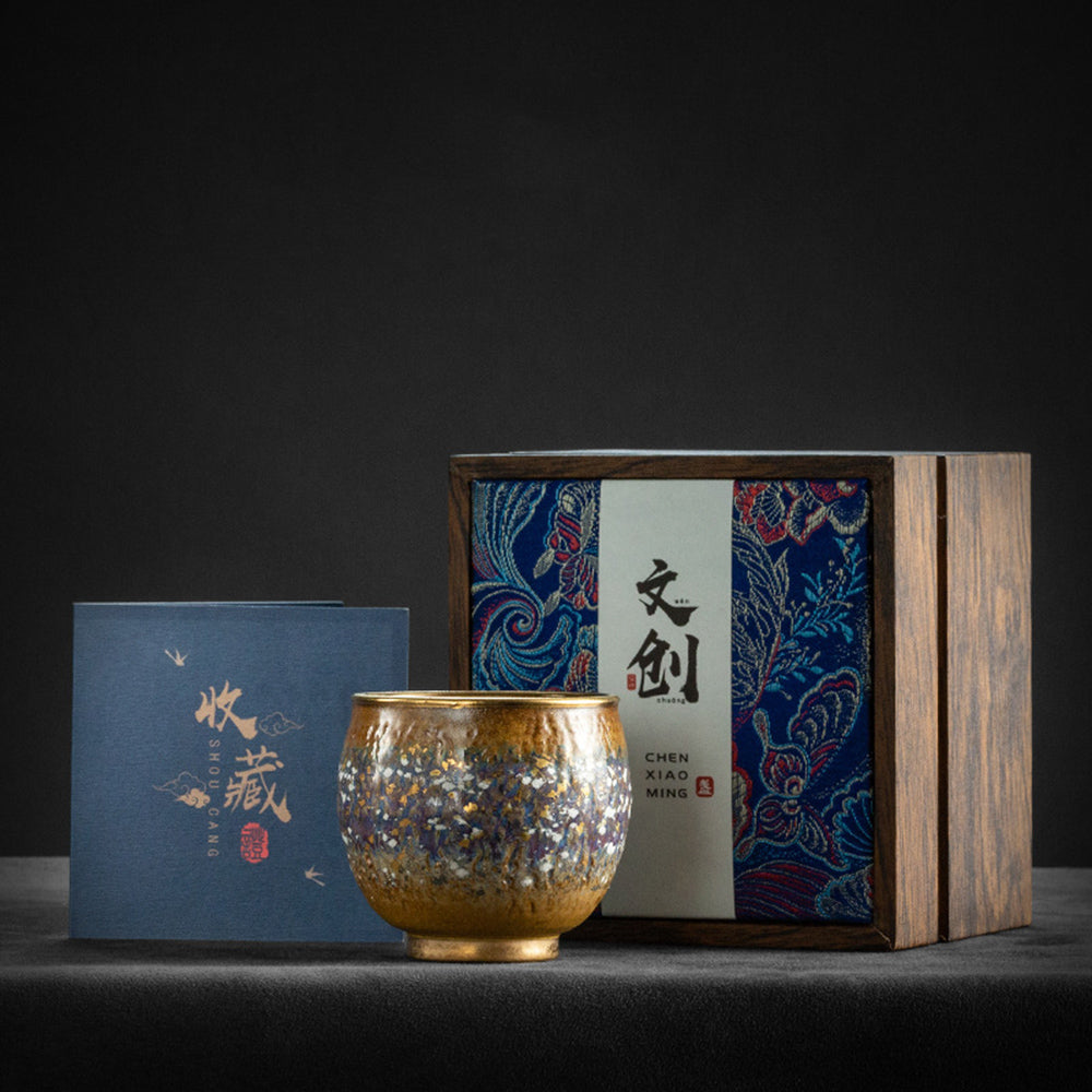 Kiln Glazed Gongfu Tea Cup With Gold