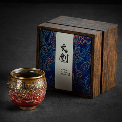 Kiln Glazed Gongfu Tea Cup With Gold