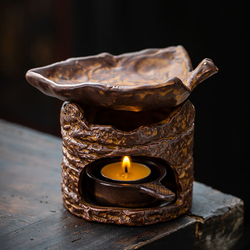 Tree Stump Tea Leaves Candle Warmer